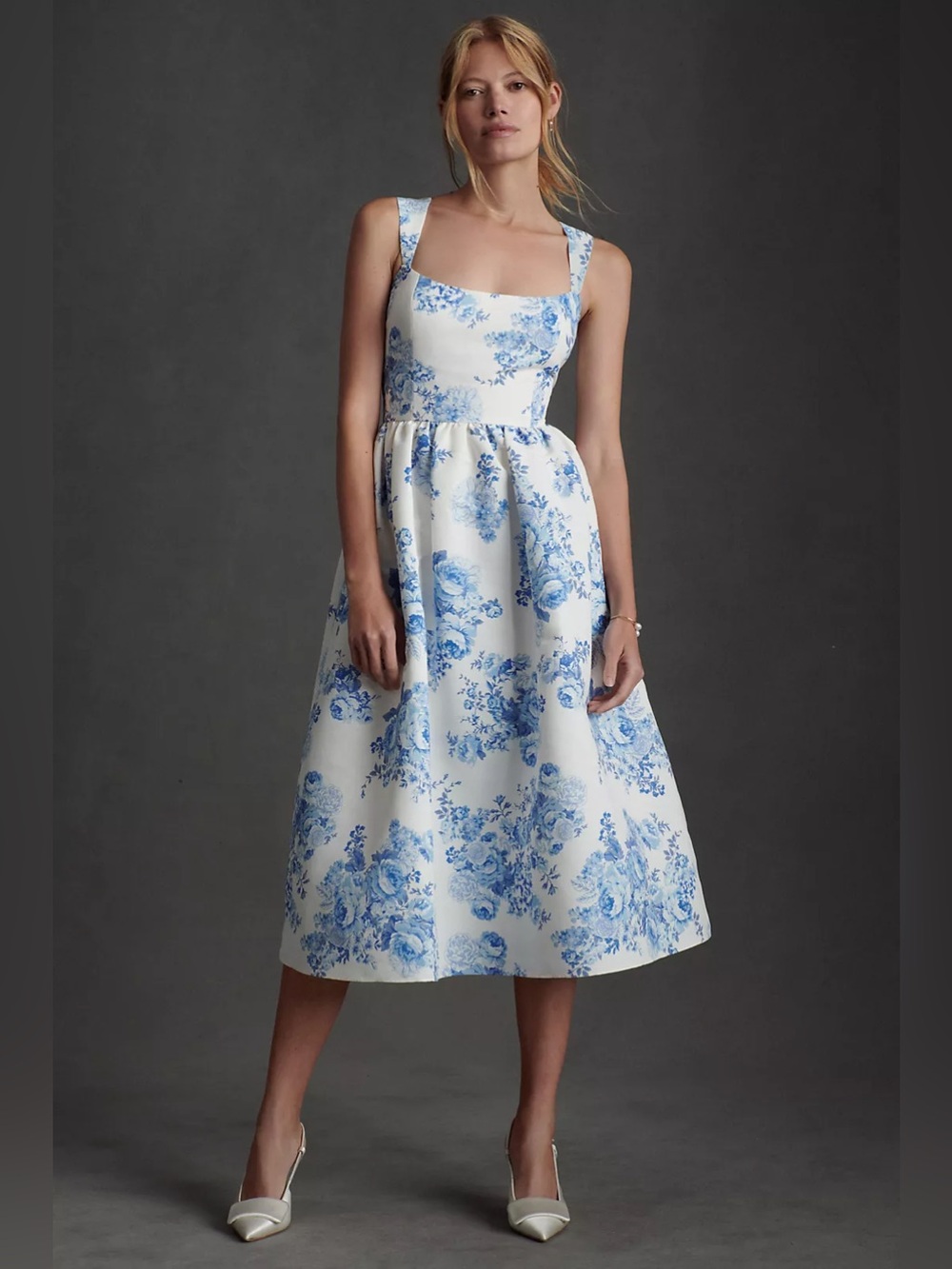 Sachin & Babi Blaine blue and white floral midi dress